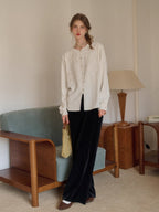 Soft Ivory Embroidered Vintage Blouse