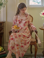 Pink Blossom Ruffle Vintage Dress