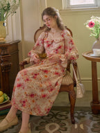Pink Blossom Ruffle Vintage Dress