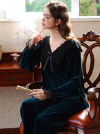 French Retro Velvet Princess Loungewear Set
