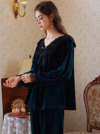 French Retro Velvet Princess Loungewear Set