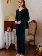 French Retro Velvet Princess Loungewear Set