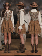Wildflower Tapestry Lace-Up Prairie Dress