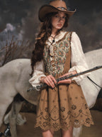 Wildflower Tapestry Lace-Up Prairie Dress