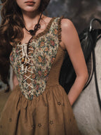 Wildflower Tapestry Lace-Up Prairie Dress