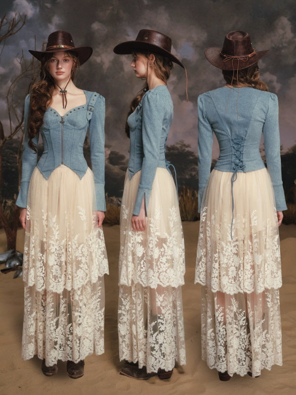 Blue Ridge Western Lace-Up Top