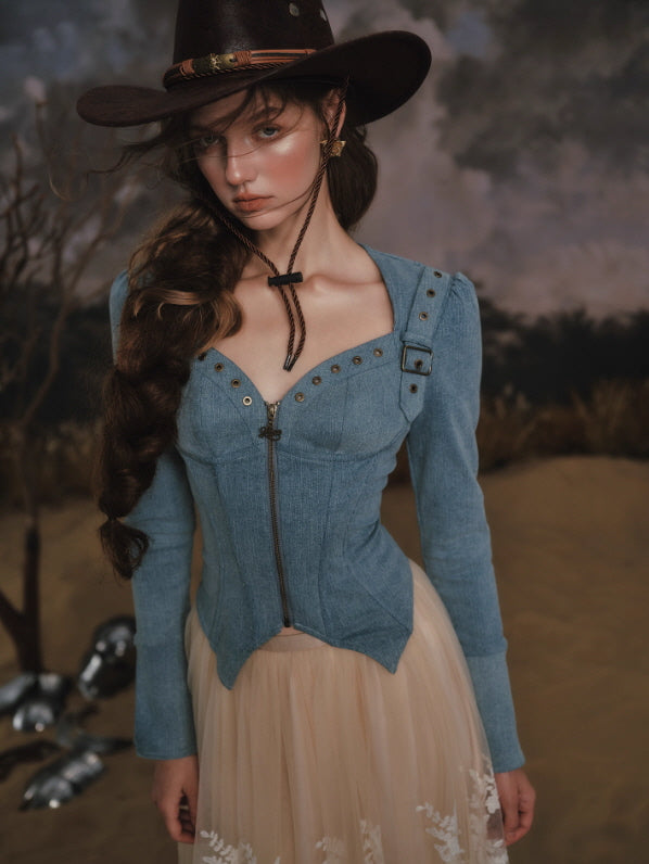 Blue Ridge Western Lace-Up Top