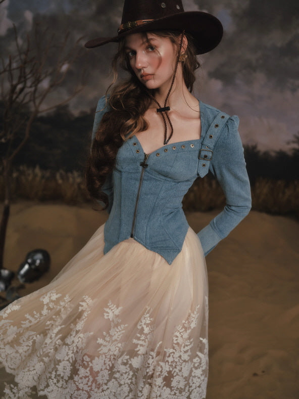 Blue Ridge Western Lace-Up Top
