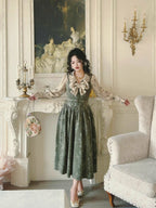 Forest Whispers Vintage Jacquard Dress