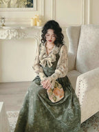 Forest Whispers Vintage Jacquard Dress