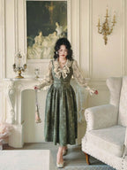 Forest Whispers Vintage Jacquard Dress