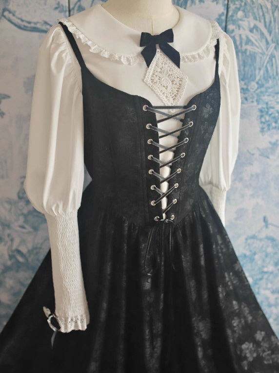 Midnight Lace Corset Velvet Dress