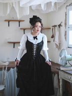 Midnight Lace Corset Velvet Dress