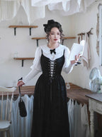 Midnight Lace Corset Velvet Dress