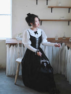 Midnight Lace Corset Velvet Dress