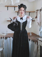 Midnight Lace Corset Velvet Dress
