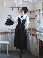 Midnight Lace Corset Velvet Dress