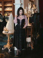 Midnight Rose Lace-Up Vintage Dress