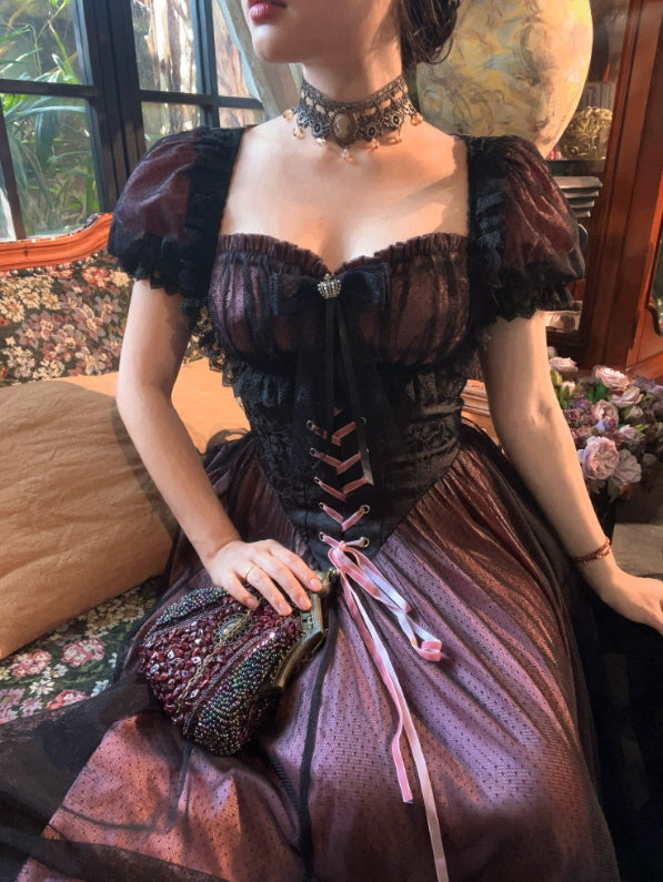 Midnight Rose Lace Corset Dress