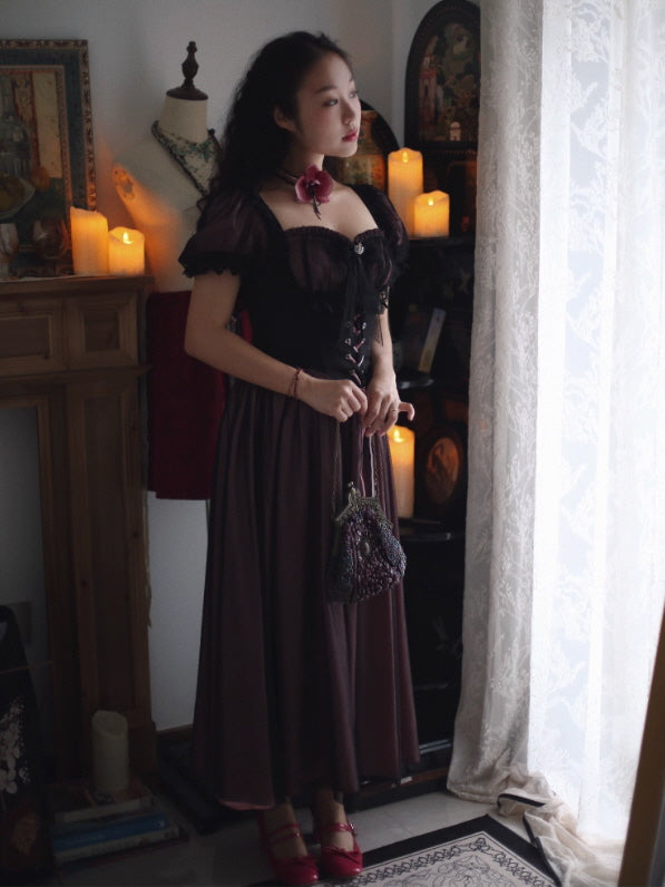 Midnight Rose Lace Corset Dress