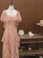 Rosy Cascade Vintage Ruffle Fairy Dress