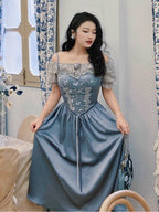 Moonlit Garden Lace-Embroidered Off-Shoulder Dress