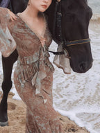 Ethereal Painting Garden Ruffle Dress