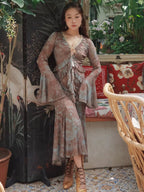 Ethereal Painting Garden Ruffle Dress