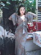 Ethereal Painting Garden Ruffle Dress