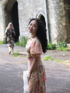 Vintage Tapestry Bloom Lace-Trim Dress
