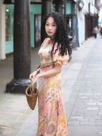 Vintage Tapestry Bloom Lace-Trim Dress