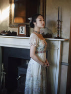 Lace Square-Neck Puff Sleeve Maxi Dress