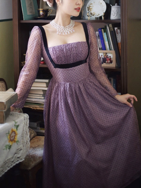 Vintage Lavender Dotted Corset Dress