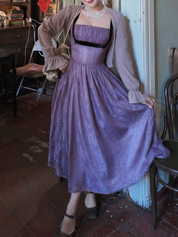 Vintage Lavender Dotted Corset Dress