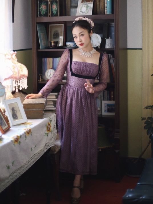 Vintage Lavender Dotted Corset Dress