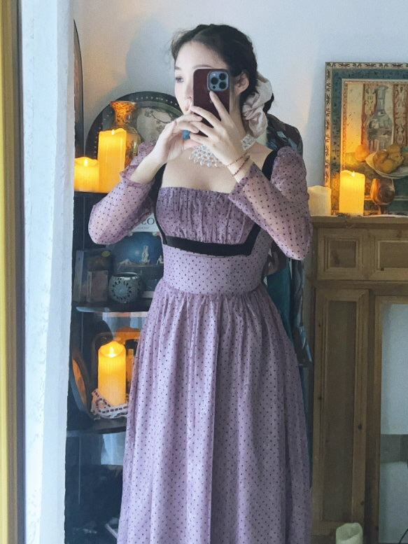 Vintage Lavender Dotted Corset Dress