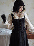 Noir Lace-Stripe Storybook Dress
