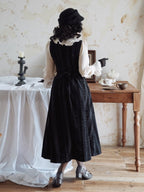 Noir Lace-Stripe Storybook Dress