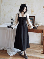 Noir Lace-Stripe Storybook Dress