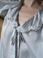 Lace Collar Ribbon Loungewear Set