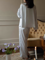 Lace Collar Ribbon Loungewear Set