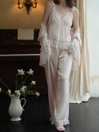 Blush Lace Camisole & Robe Loungewear Set