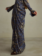 Midnight Botanical Draped Dress