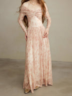 Blush Whispers Off-Shoulder Vintage Long Dress