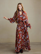 Autumn Bloom Vintage Garden Maxi Dress