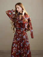 Autumn Bloom Vintage Garden Maxi Dress