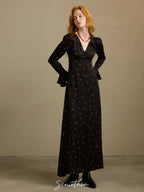 Midnight Petal Vintage Charm Maxi Dress