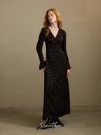 Midnight Petal Vintage Charm Maxi Dress