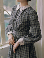 Grey Storybook Check Lace Collar Dress