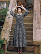 Grey Storybook Check Lace Collar Dress